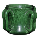 Atelier Madoura Vallauris green ceramic vase with handles, signed