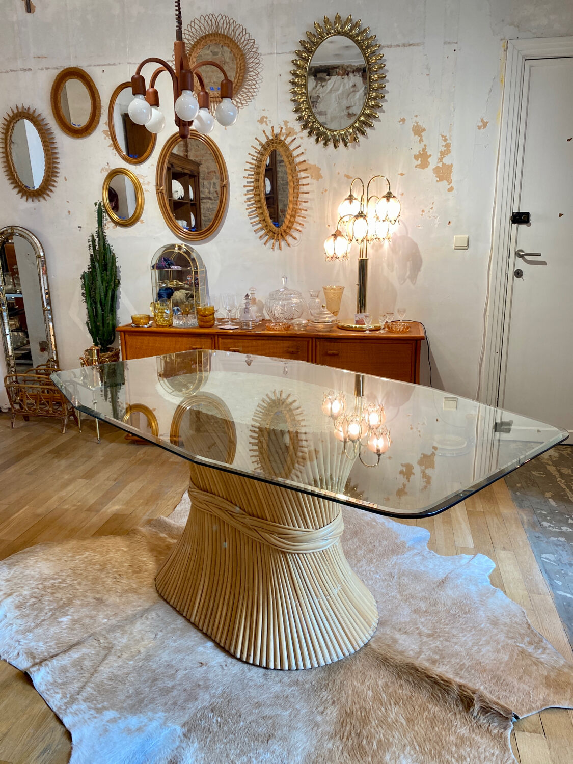 McGuire 1970 Rattan Dining Table