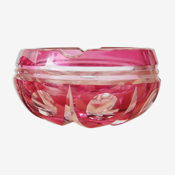 Val Saint Lambert red-lined crystal ashtray