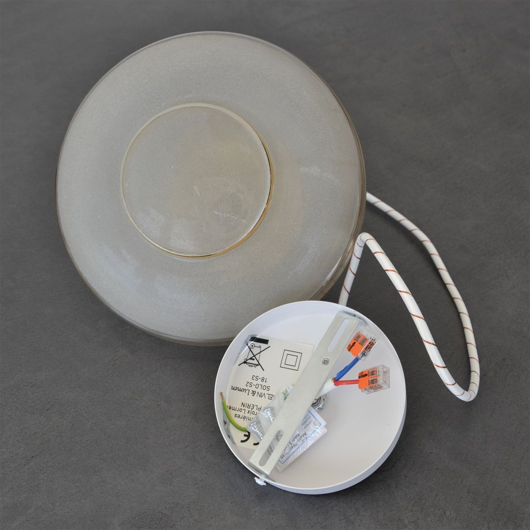 Suspension globe in frosted glass with golden edges