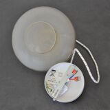 Suspension globe in frosted glass with golden edges