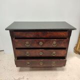 Chest of drawers in wood and gray marble with 4 drawers nineteenth century