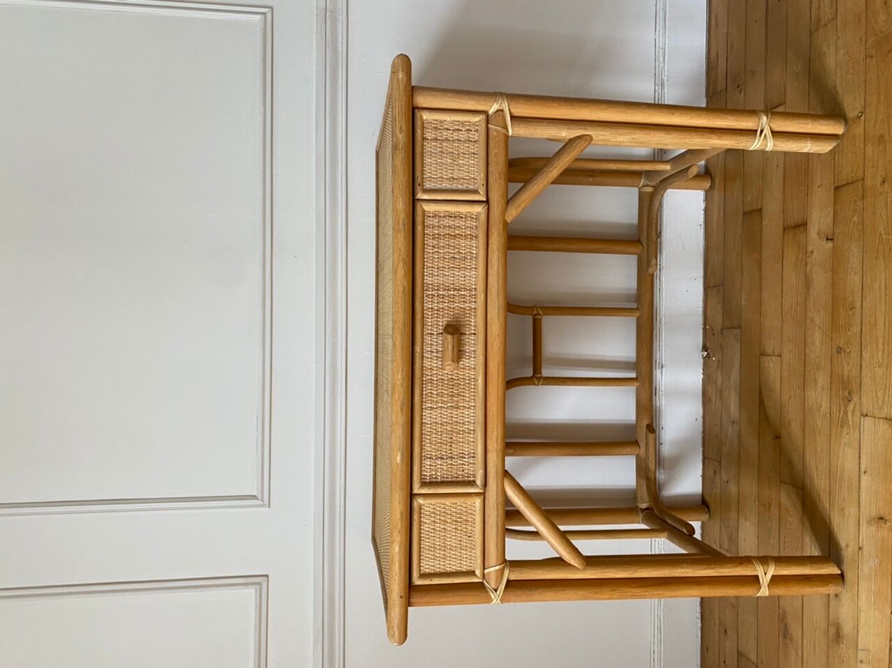 Bureau en rotin et bambou vintage