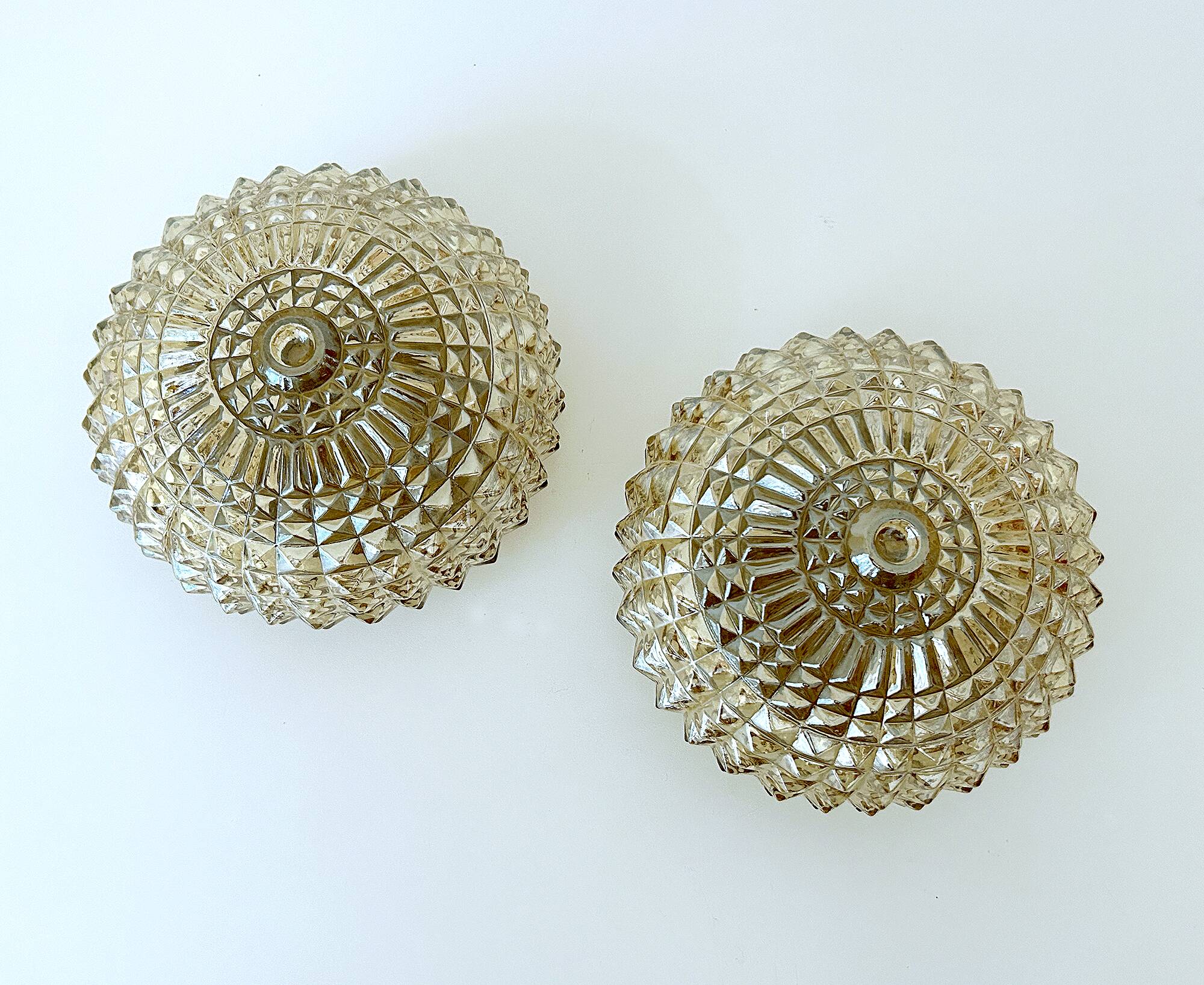 Pair of glass wall lights, 1960s