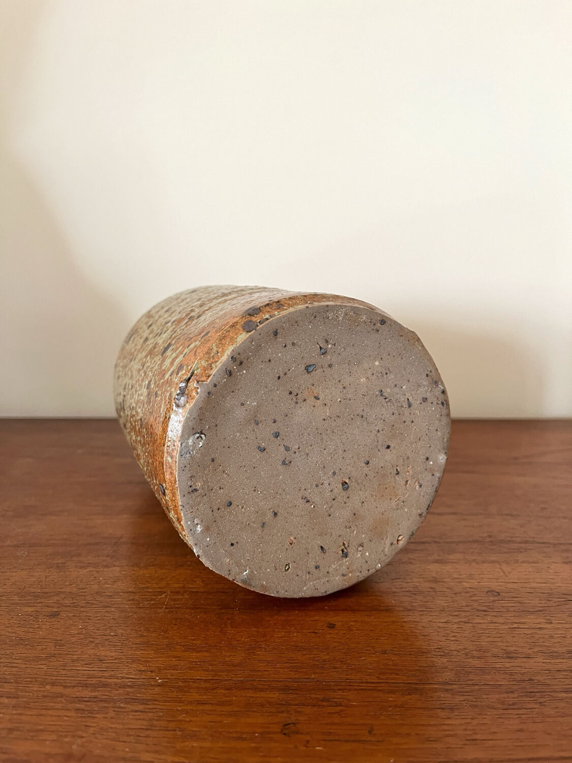 Vintage straight vase in pyrite stoneware