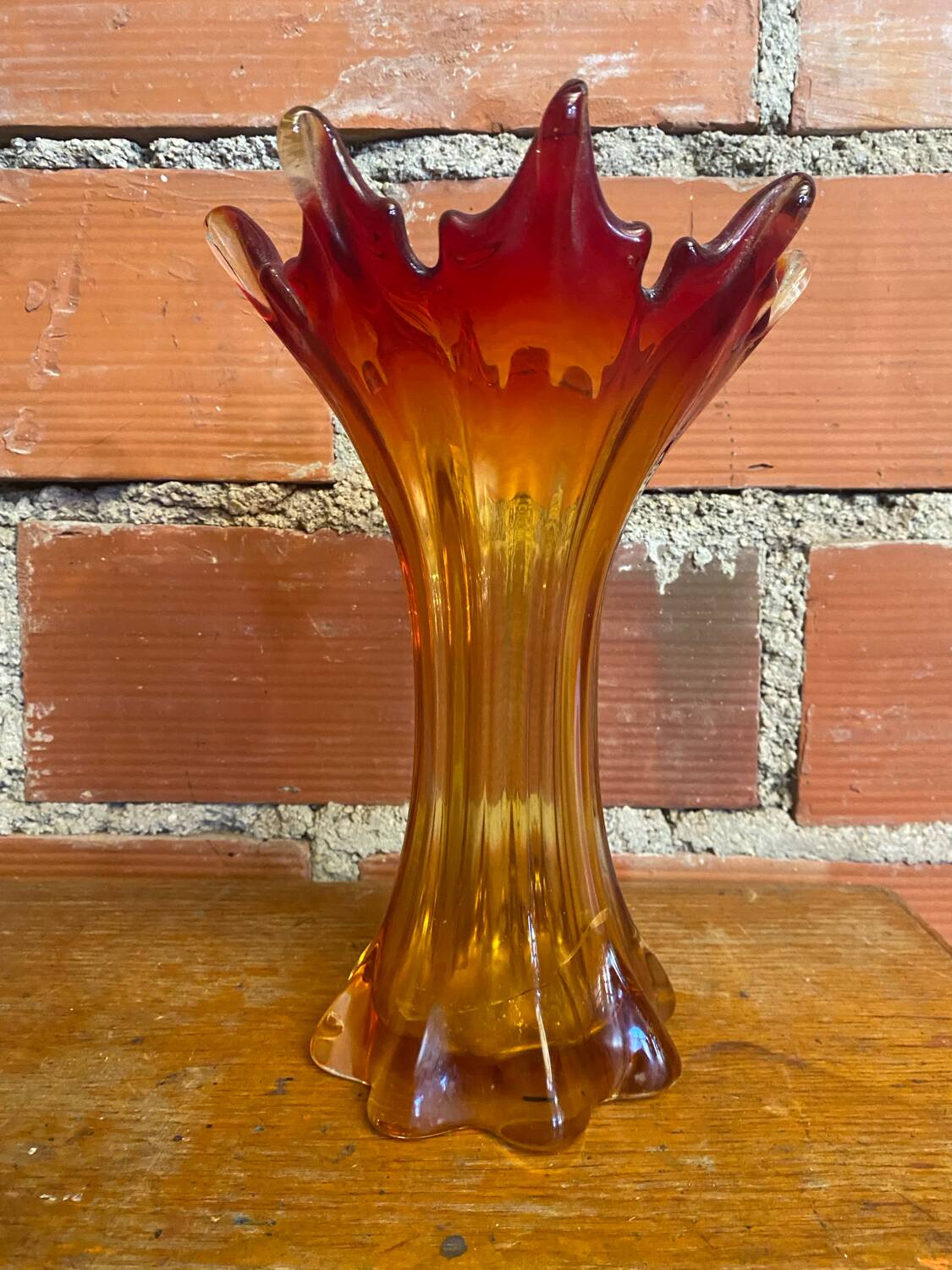 Antique murano sommerso vase, vintage blown glass