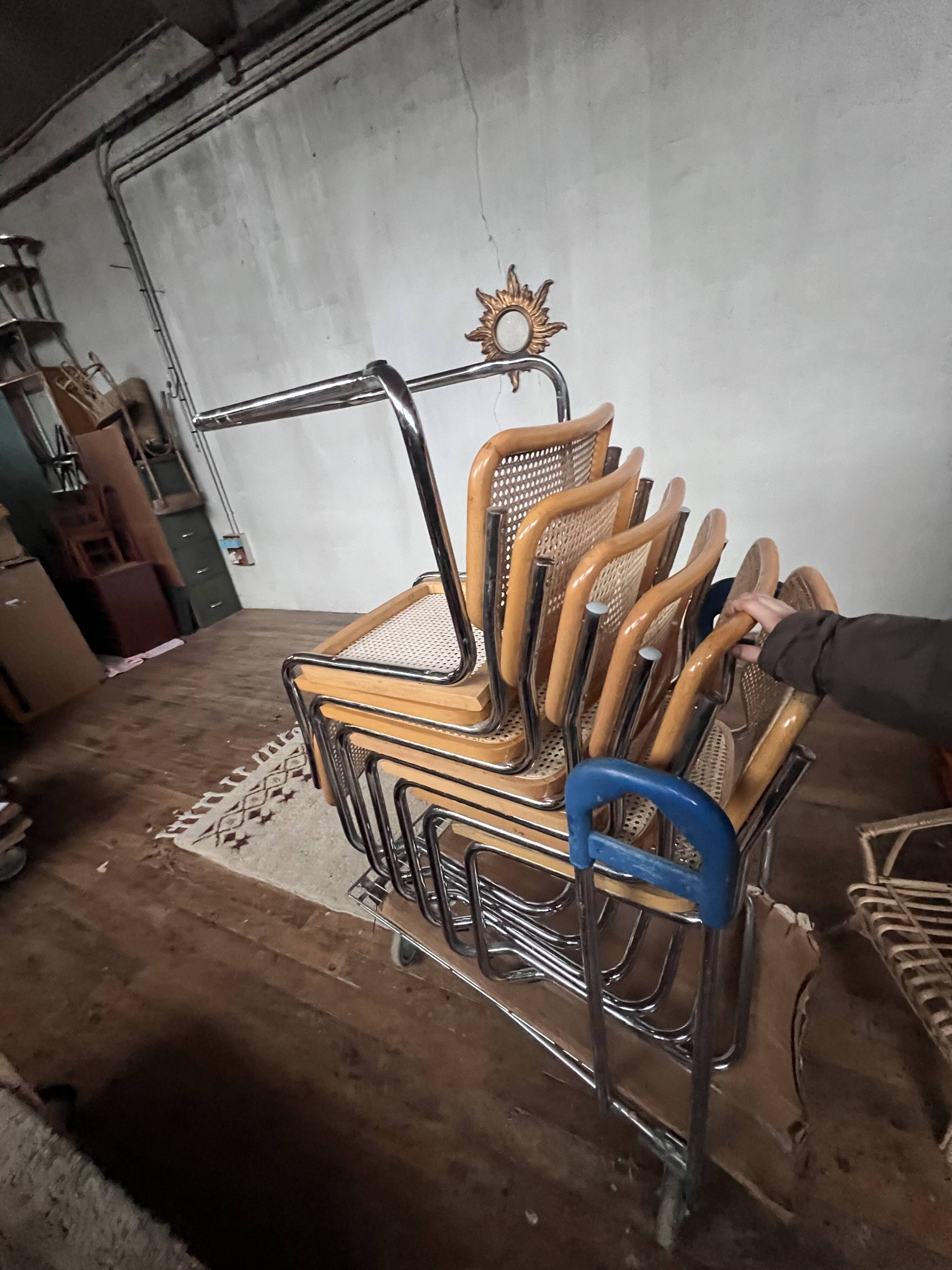 Series of 6 vintage Marcel Breuer style chairs