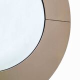 Grand miroir rond fumé italien moderne du milieu du siècle, années 1970