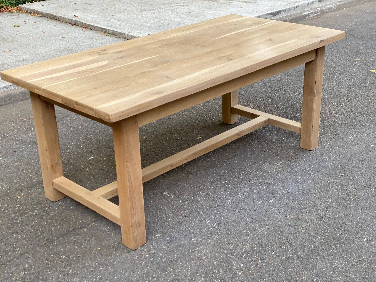 Farmhouse dining table extendable stripped in raw solid oak 180-270cm 1