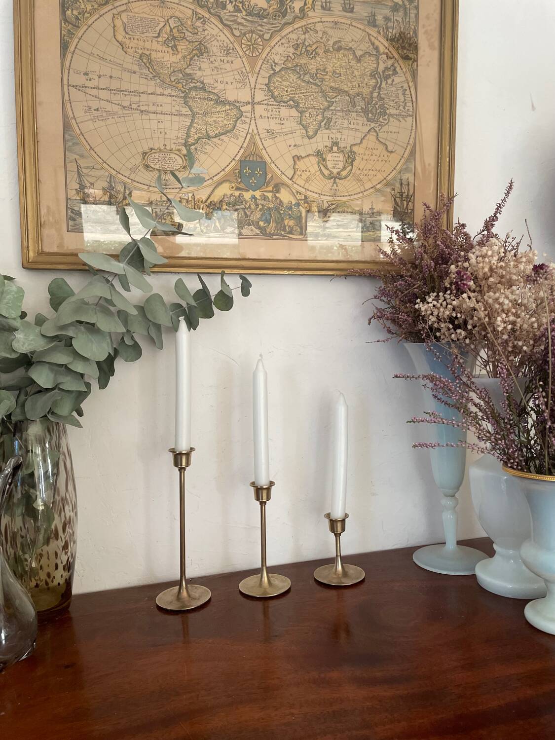 Scandinavian vintage brass candle holders