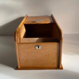 Wooden box with curtain vintage storage