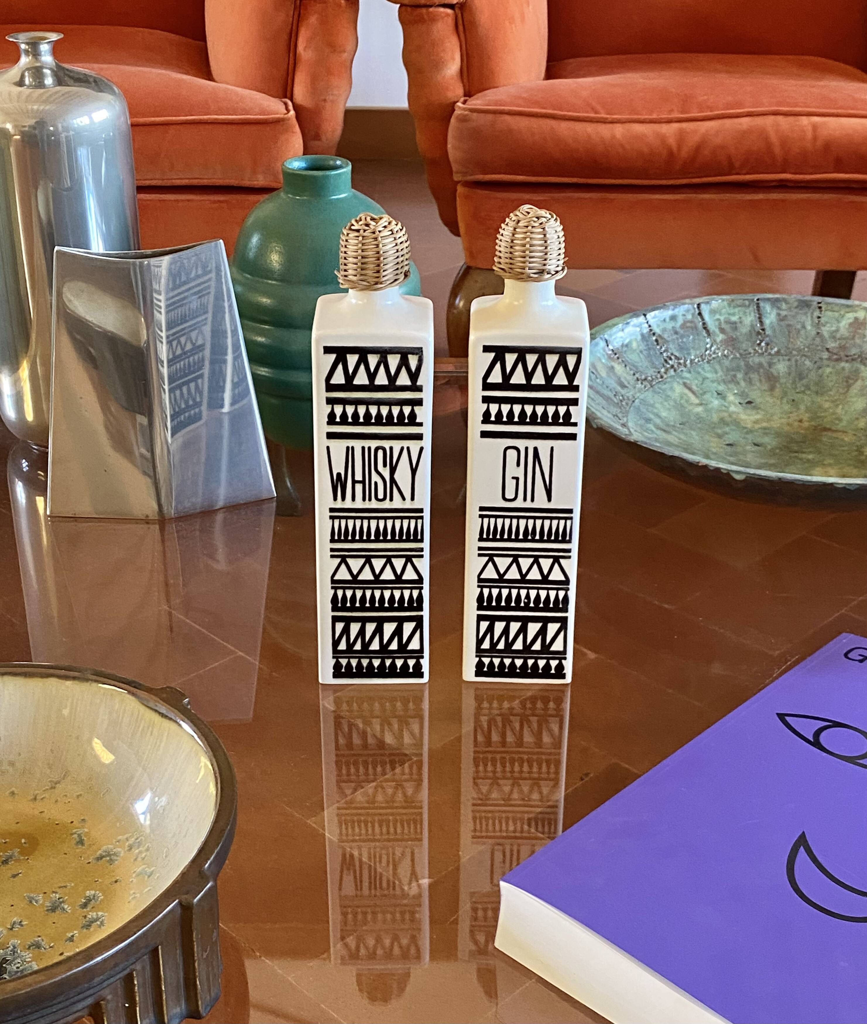 Mid-century set of 2 ceramic bottles, Staffel Limburg Germany, 1960s