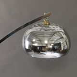 Height-adjustable arc-shaped floor lamp, metal and marble