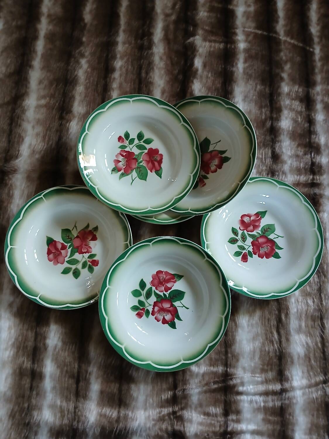 6 antique deep plates from Digoin and Sarreguemines