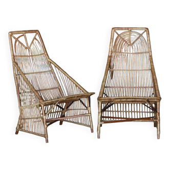 Pair of rattan armchairs