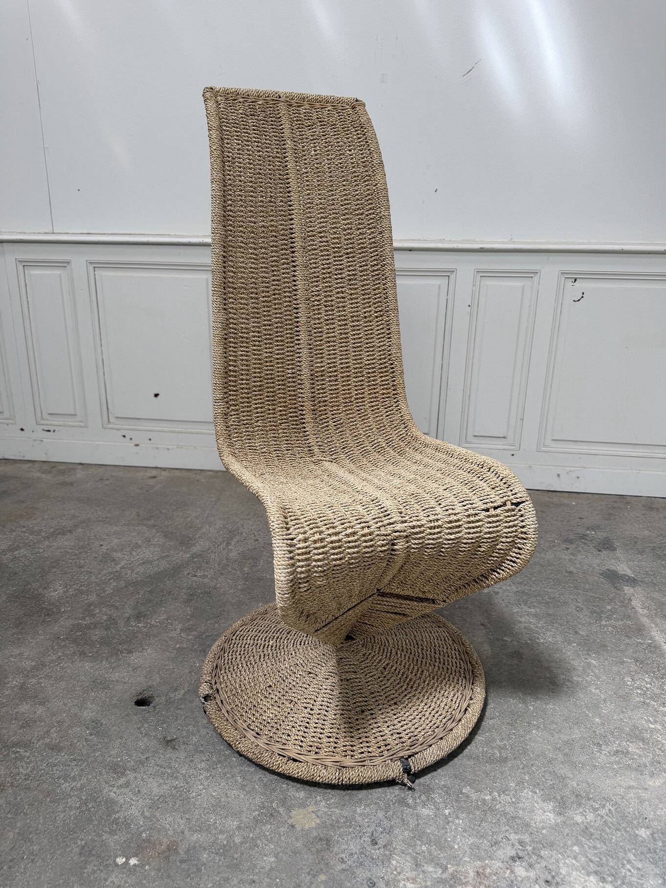 Fauteuil rotin et corde vintage