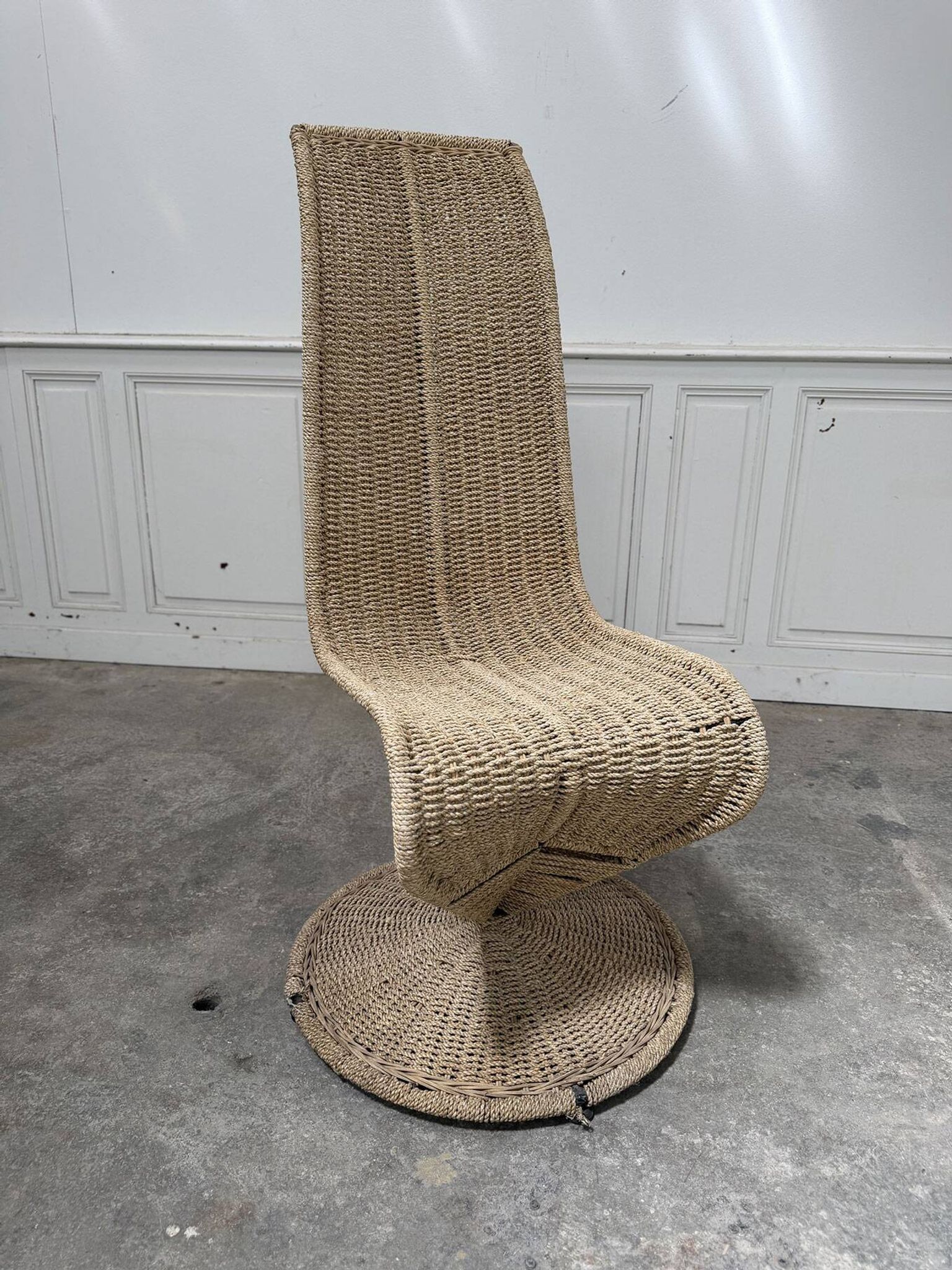 Fauteuil rotin et corde vintage