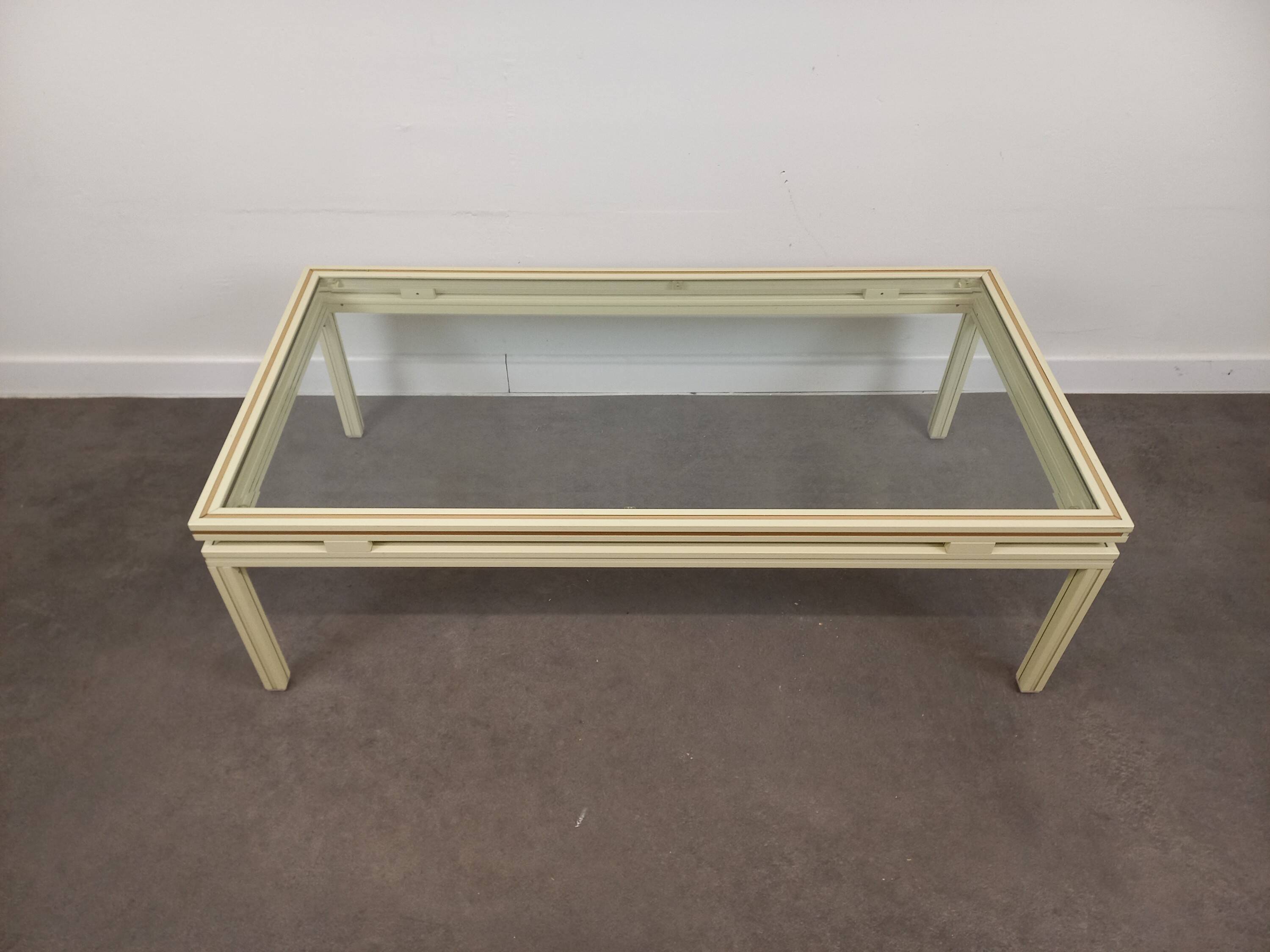 Glass and metal coffee table Pierre Vandel