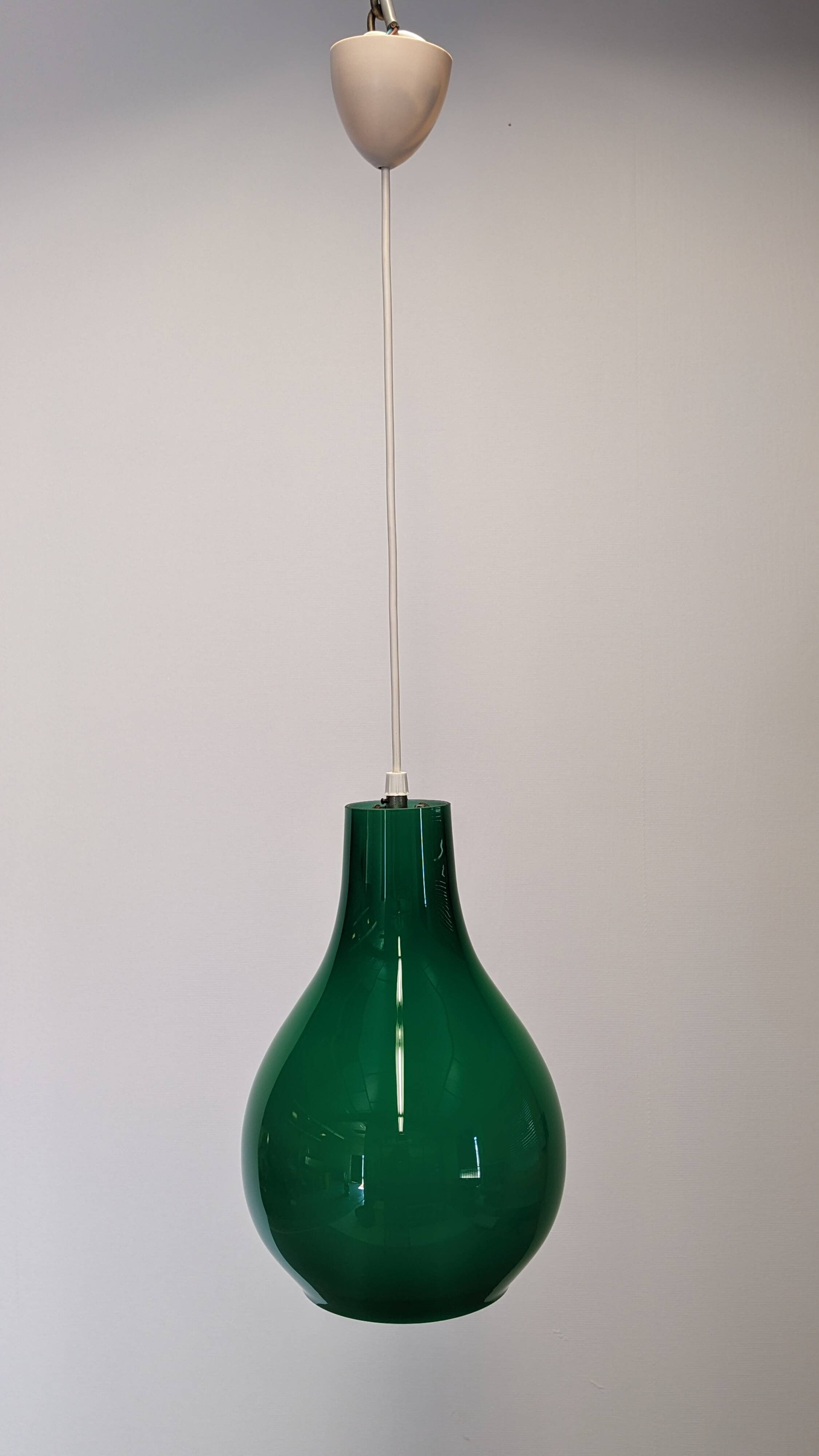 Green opaline water drop pendant light from the 50s/60s