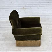 1970s, Danish lounge chair, low, furniture velour, ash wood legs.