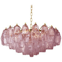 Pink “poliedri” murano glass chandelier