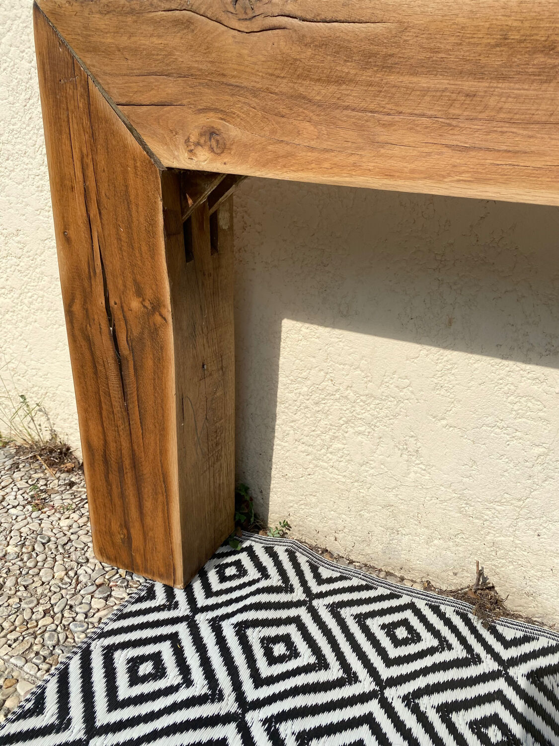 Solid oak beam console