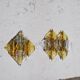 Amber glass and brass wall light by Mazzega, set of 2.