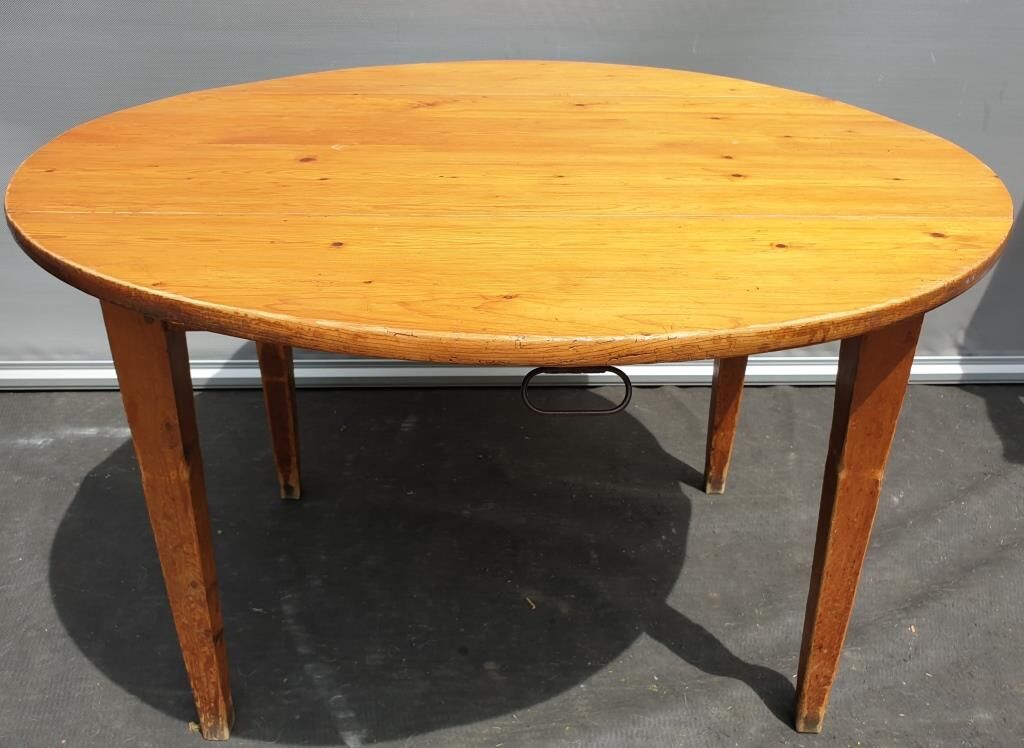 Table pitchpin miel à 2 volets guéridon bistrot vintage