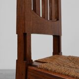 Set of 4 Early Art Deco Oak & Wicker Dining Chairs, Belgium, 1915