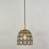 Iron and clear glass pendant by limburg, germany, 1960s.