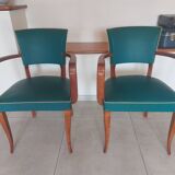 pair of green bridge armchairs