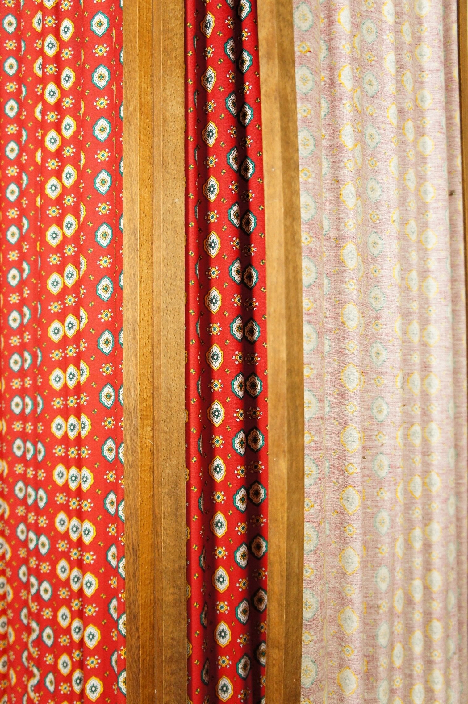 Wood screen - vintage fabric