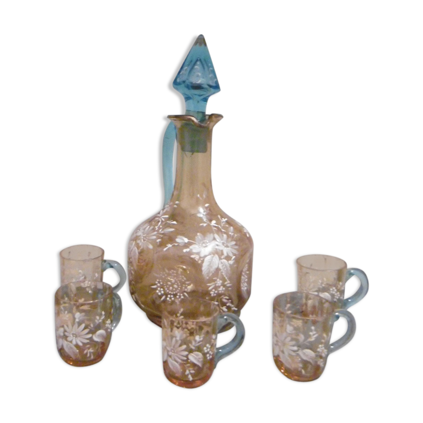 Service a liqueur carafe et verres verre emailé
