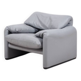 „Maralunga“ leather lounge chair by Vico Magistretti for Cassina, Italy