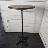 High table with cast iron legs and solid oak top