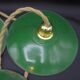 Trio of enamelled sheet metal hanging lamps