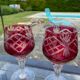 Set of 6 cut crystal wine glasses lined with ruby red (Style Ro)
