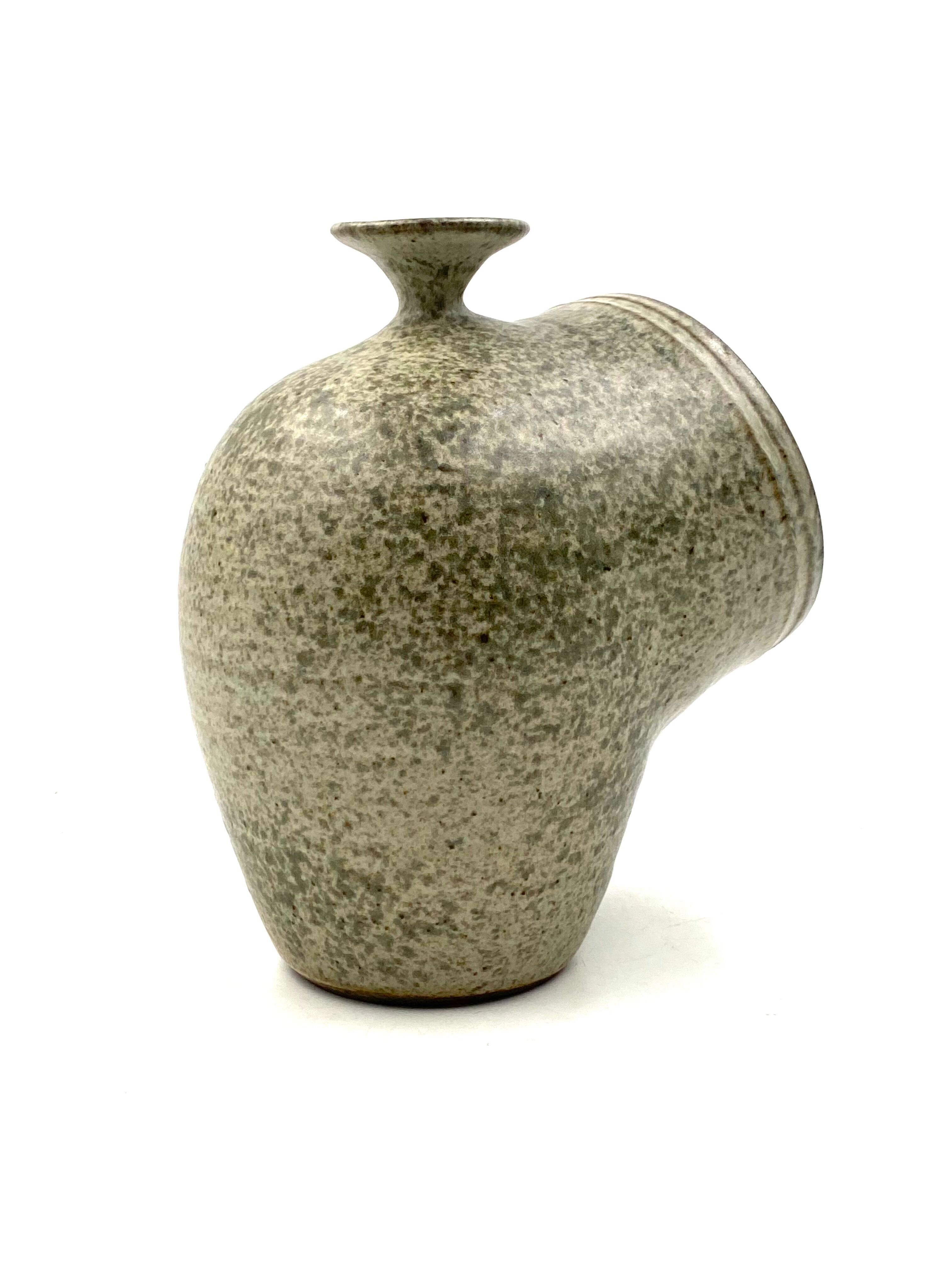 Organic green ceramic vase, France 1960s