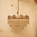 Glass and crystal waterfall chandelier