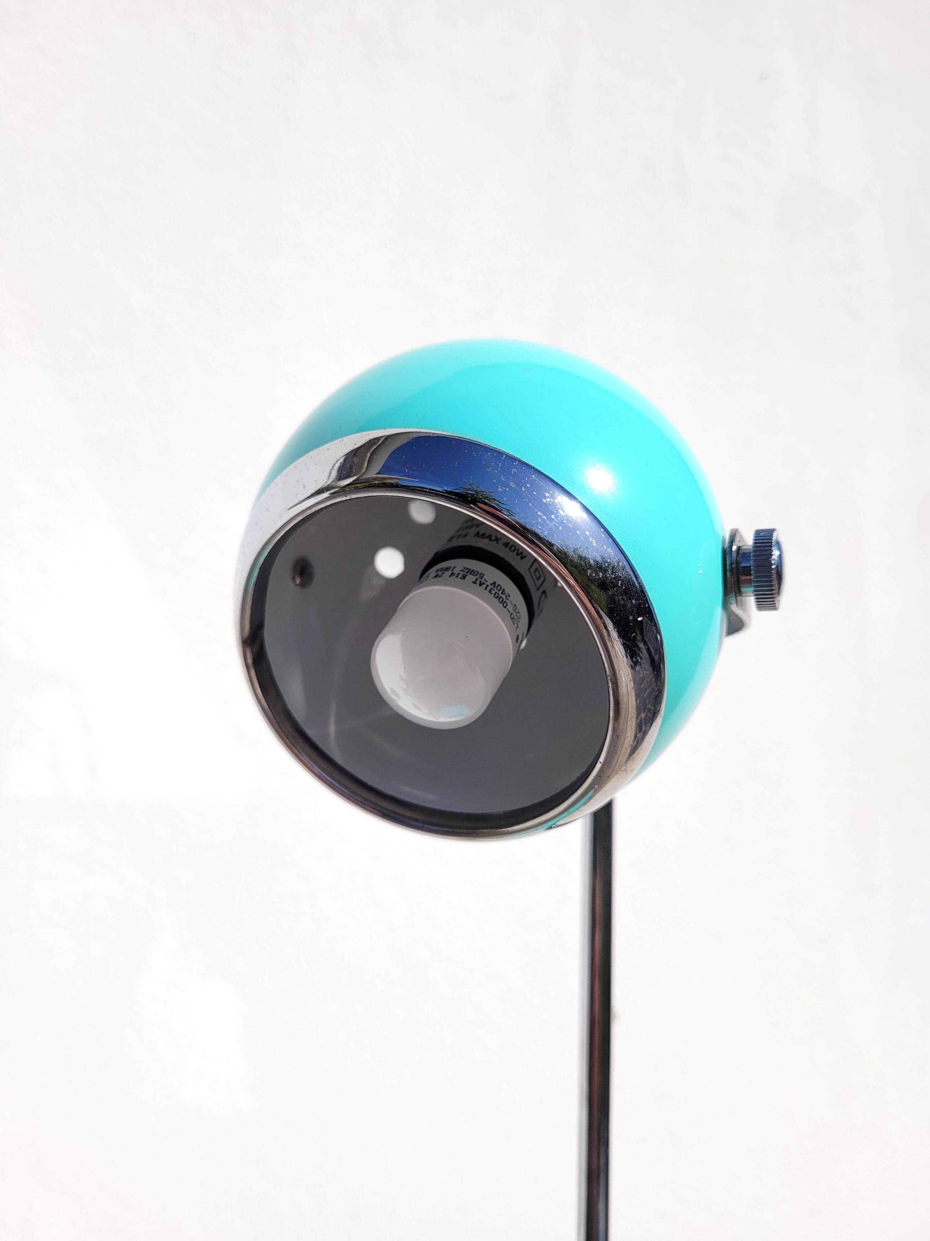 Mint and chrome eyeball lamp