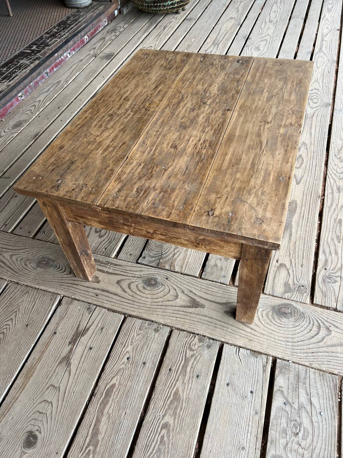 Raw wood coffee table
