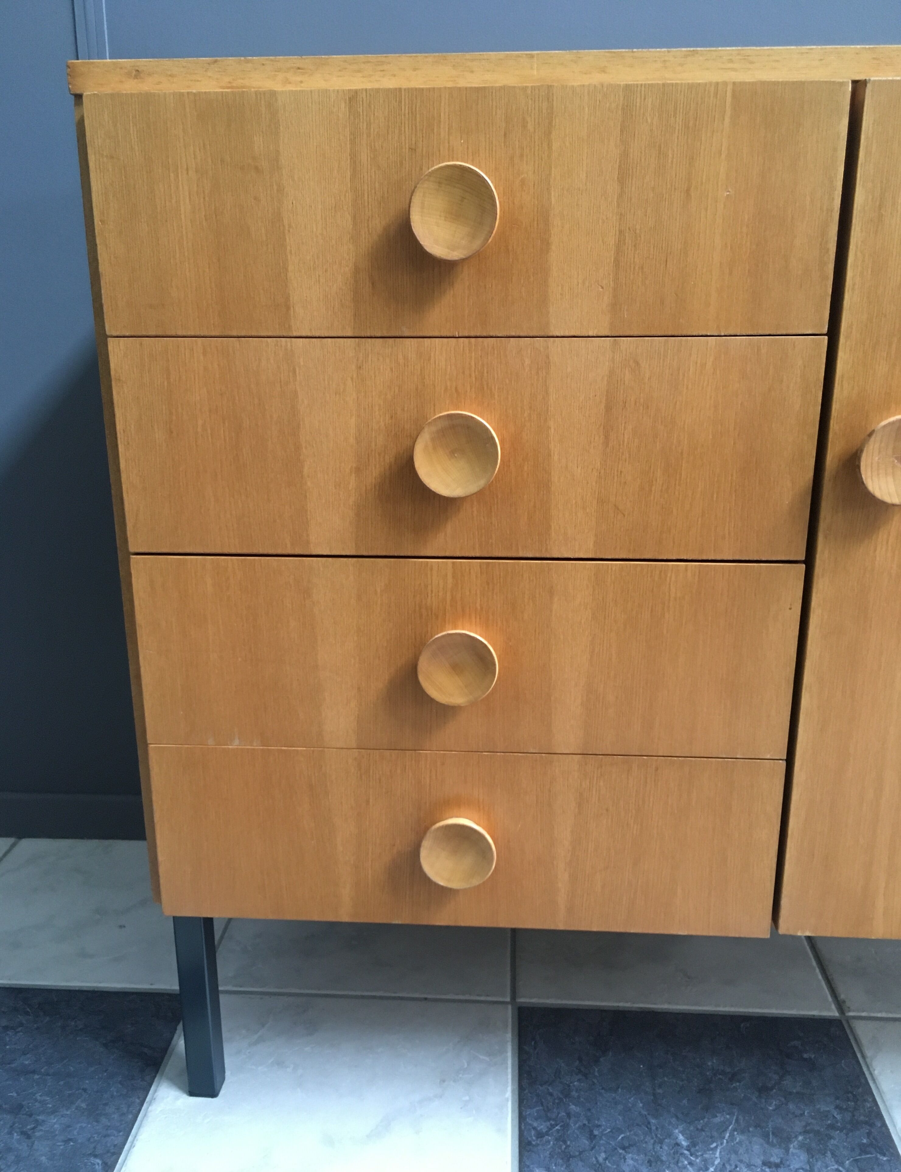 Blond wood sideboard cabinet 1970s