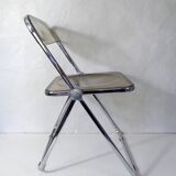 Vintage design folding chair in chrome and smoked polycarbonate