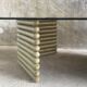 Coffee table smoked glass and wood Flecht workshop, Schütz, made in W Germany