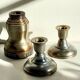 Industrial candle holders steel and silver bronze vintage