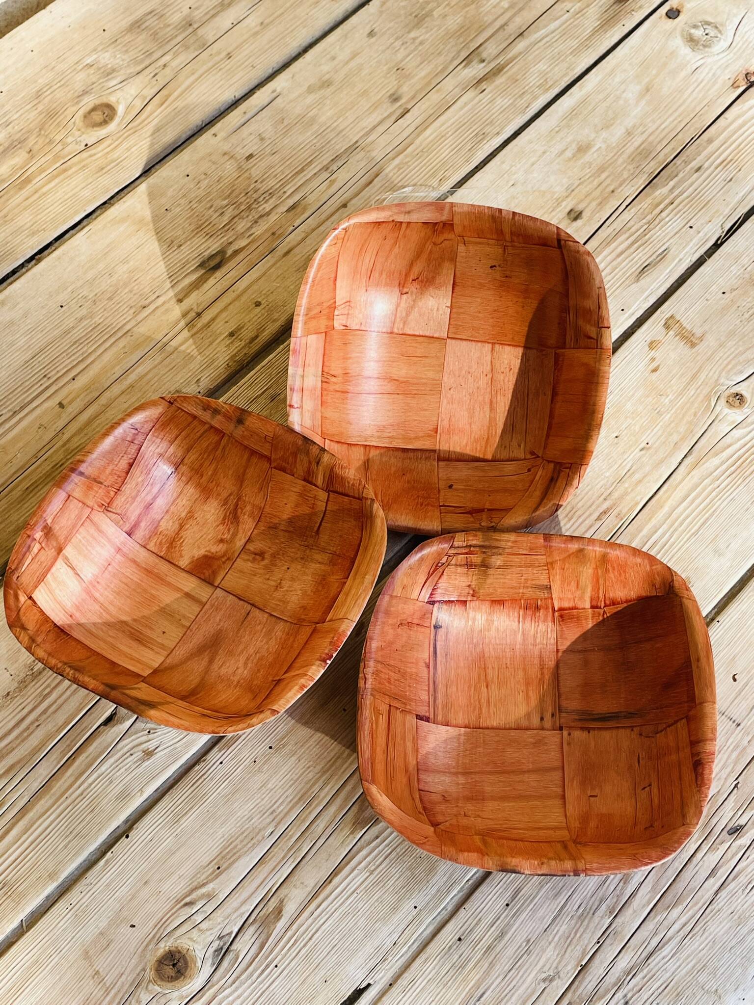 Set of 12 vintage wooden bowls