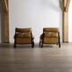 Percival Lafer MP-81 lounge chairs in yellow leather, Brazil 1970s