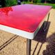 Table "floating" Space age 1970 Red Glass and Dove Tail - 140x80cm