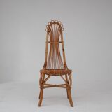 2x Italian bamboo and rattan high back chair, mid-century modernism, Italy 1960s