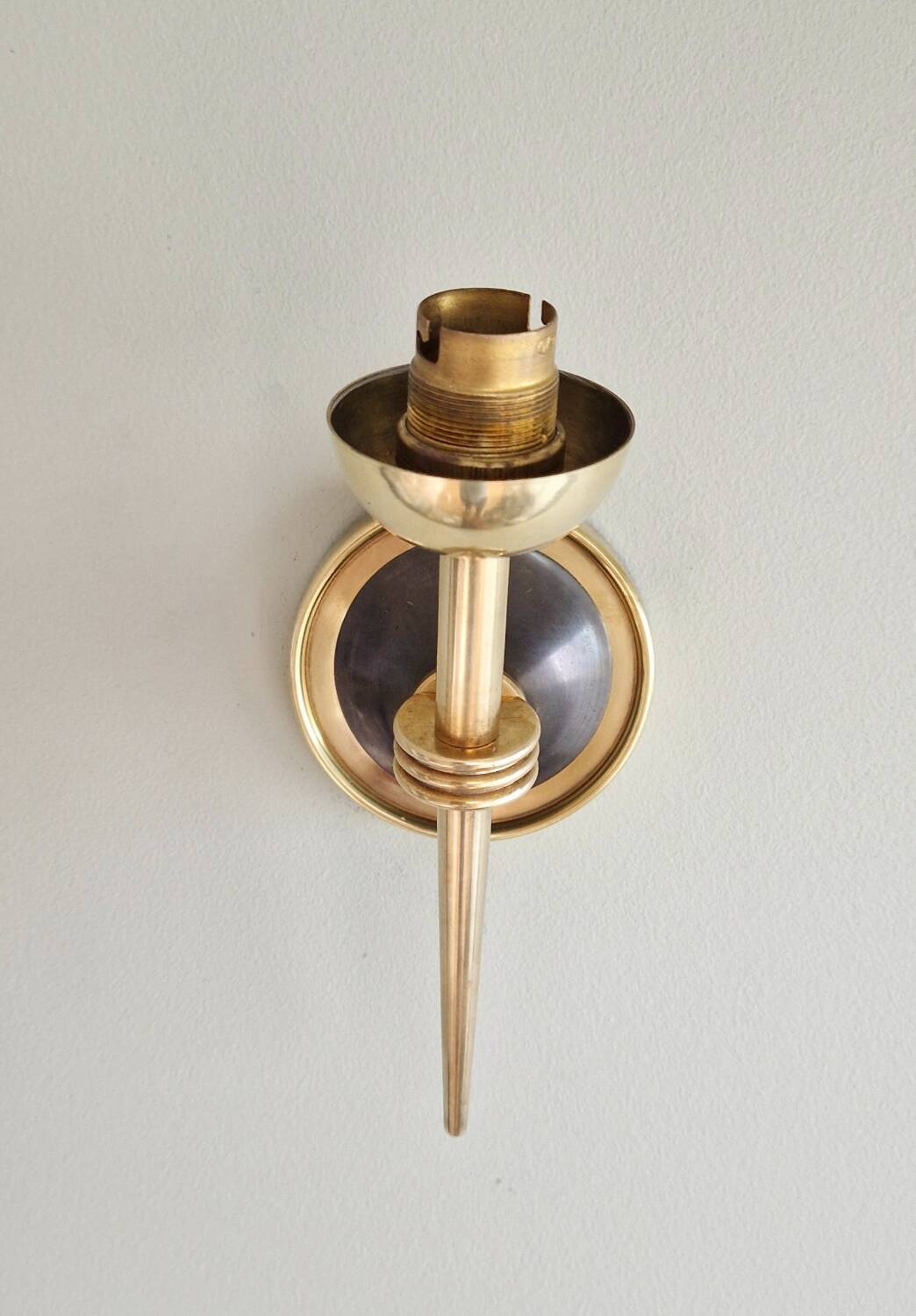 Pair of opaline and brass wall lights, 1950